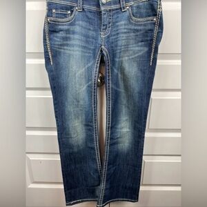 Daytrip Womens Leo Bootcut Jeans  29R Heavy Stitch Embellished Low Rise Dark